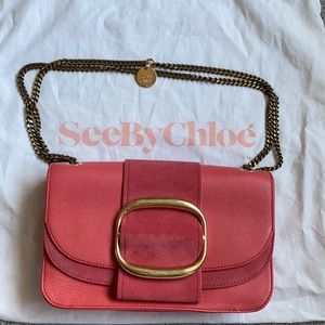 See By Chloe coral shoulder bag with gold